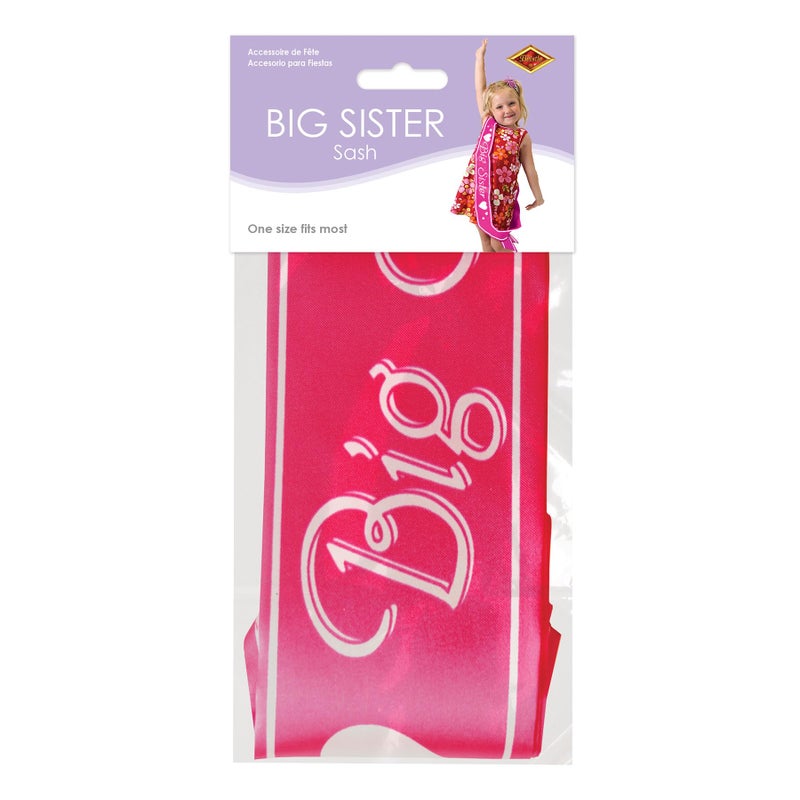 Beistle Big Sister Satin Sash, 27-Inch by 3-1/2-Inch, Cerise/White - Image 5