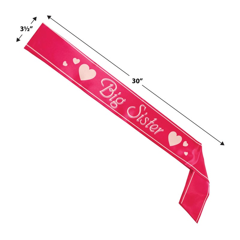 Beistle Big Sister Satin Sash, 27-Inch by 3-1/2-Inch, Cerise/White - Image 3