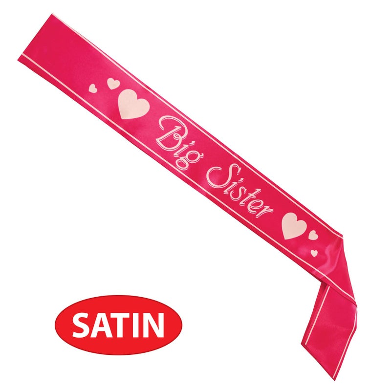 Beistle Big Sister Satin Sash, 27-Inch by 3-1/2-Inch, Cerise/White - Image 4