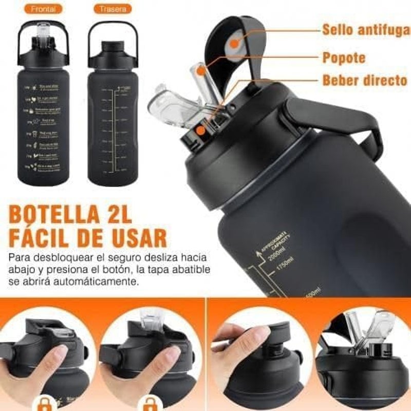 ALKAYAN Set of 3 large capacity motivational sports bottles, large capacity sports bo... - Image 5