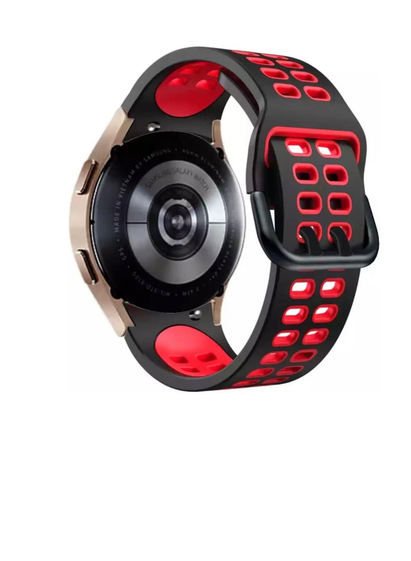 Two Color Silicone Replacement Band Compatible with Samsung Galaxy Watch 6 Classic 47/43mm | 5 Pro 45mm | 4 Classic 46/42mm | Watch 6/5/4 44/40mm, No Gap curved end strap - Image 2