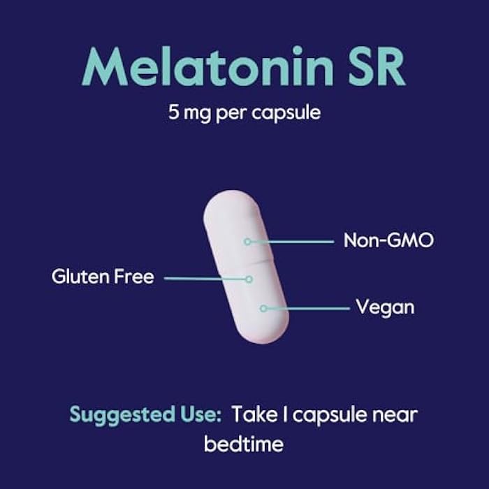 BESTVITE Melatonin SR 5mg (120 Vegetarian Capsules) - Extended Release Melatonin - Vegan - Non GMO - Gluten Free - Image 5