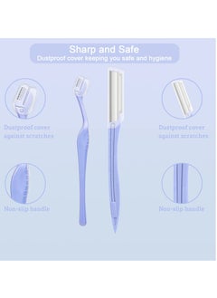 KASTWAVE 4PCS Eyebrow Razor for Women, Facial Razor for Women Face with Cover, Safety Facial Hair Remover Face Shaver Trimmer, Multi Purpose Facial Hair Removal Blades Eyebrow Shaper Tool - Blue  - Image 2