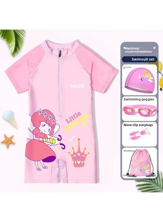 Children's Swimsuit Swimming Suit Boys And Girls Ins Small Medium And Big Children Sun Protection Professional Training One-piece Swimsuit Wholesale-Color:Astronaut Five-piece Set-  - Image 2