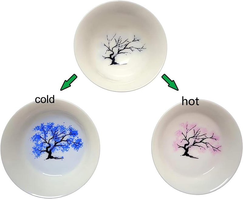 Webahow Magic Sakura Cherry Blossom Sake Cup - 2023 New Ceramic Sake Cold/Hot Temperature Color Changing Cup Glasses, Japanese Tea Wine Soju Sake Cup Glasses Set, Magical Blooming Sake Cups (Sakura- Cold＆Hot) - Image 2