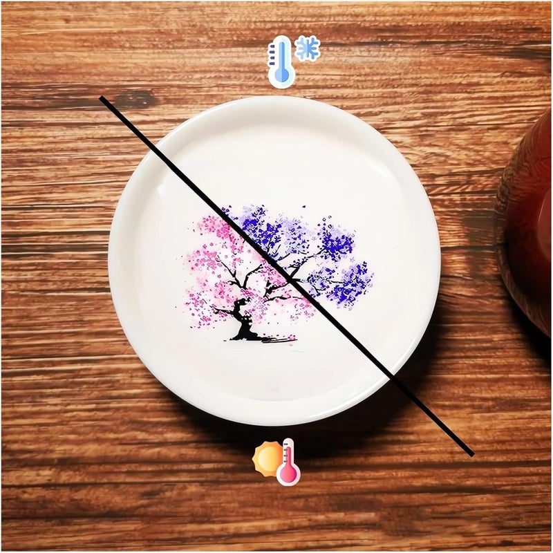 Webahow Magic Sakura Cherry Blossom Sake Cup - 2023 New Ceramic Sake Cold/Hot Temperature Color Changing Cup Glasses, Japanese Tea Wine Soju Sake Cup Glasses Set, Magical Blooming Sake Cups (Sakura- Cold＆Hot) - Image 1