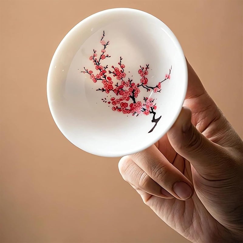 Webahow Magic Sakura Cherry Blossom Sake Cup - 2023 New Ceramic Sake Cold/Hot Temperature Color Changing Cup Glasses, Japanese Tea Wine Soju Sake Cup Glasses Set, Magical Blooming Sake Cups (Sakura- Cold＆Hot) - Image 3