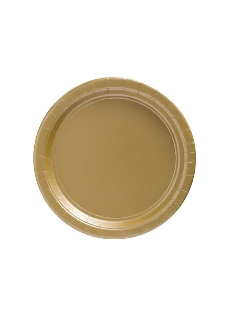 Party Time 12-Pieces 9" Gold Paper Plate Disposable Tableware for Wedding Birthday Anniversary Themed Party Occasion Dparty Supplies