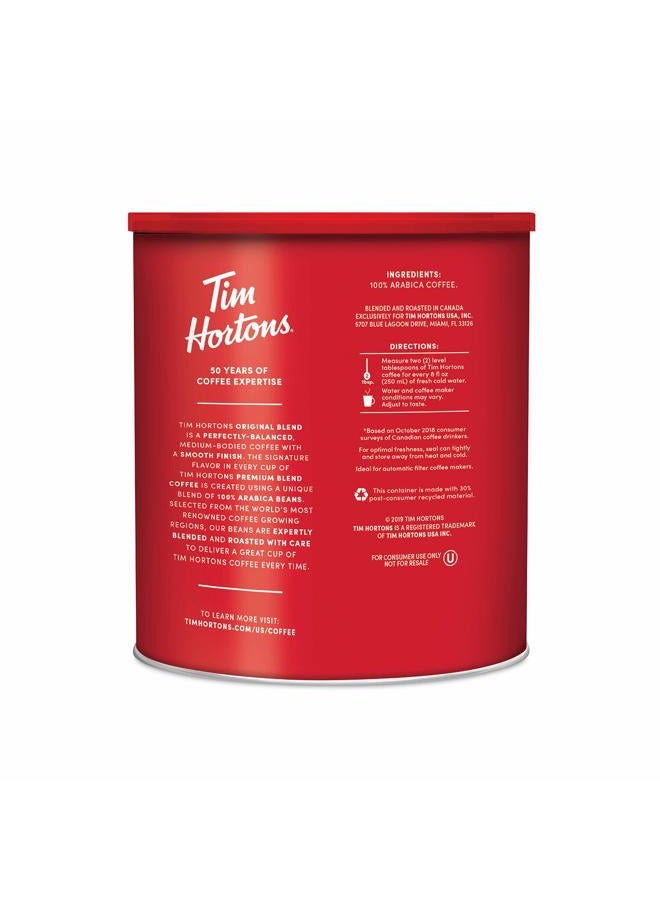 Tim Hortons خليط أصلي، قهوة مطحونة متوسطة التحميص، القهوة المفضلة في كندا، مصنوعة من حبوب أرابيكا 100%، علبة سعة 48 أونصة - Image 2