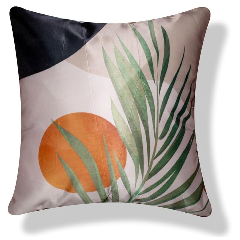 Vendola Decorative Satin 250TC Sofa Cushion Pillow Covers, Multicolor, Set of 5 Floral Cushion Covers(Wall Pot,16x16 Inches) - Image 4