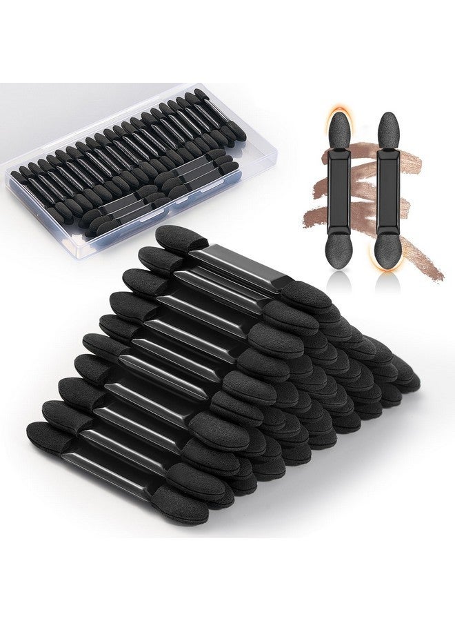 MORGLES 50 Pcs Double Ended Eyeshadow Applicators Sticks With Organizer, Disposable Makeup Applicators, Sponge Tip Eye Shadow Brush Bulk. - Image 1