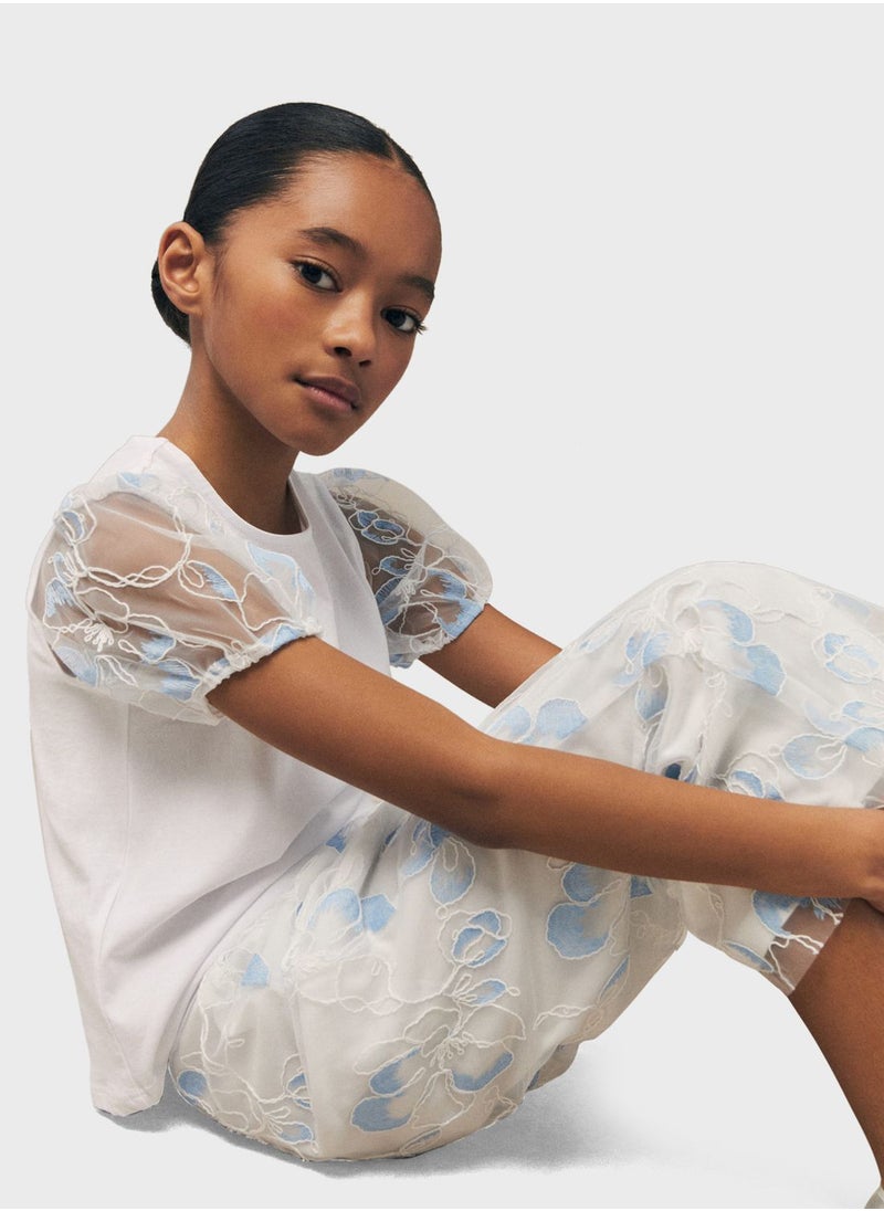 MANGO - Kids Mesh Detail Pants - Image 1