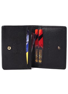 HAMMONDS FLYCATCHER HAMMONDS FLYCATCHER Genuine Leather Card Holder for Men, Credit Card Holder, Slim Bi-Fold RFID Protected Credit Card Wallet for Men with 4 Card Slot (Fits Upto 8 Cards), Metal Snap Button - Black  - Image 2