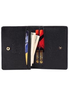 HAMMONDS FLYCATCHER HAMMONDS FLYCATCHER Genuine Leather Card Holder for Men, Credit Card Holder, Slim Bi-Fold RFID Protected Credit Card Wallet for Men with 4 Card Slot (Fits Upto 8 Cards), Metal Snap Button - Black  - Image 4