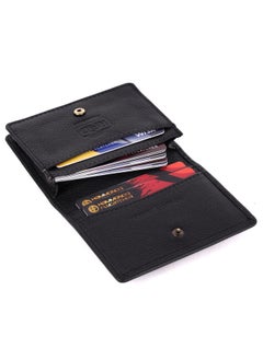 HAMMONDS FLYCATCHER HAMMONDS FLYCATCHER Genuine Leather Card Holder for Men, Credit Card Holder, Slim Bi-Fold RFID Protected Credit Card Wallet for Men with 4 Card Slot (Fits Upto 8 Cards), Metal Snap Button - Black  - Image 3