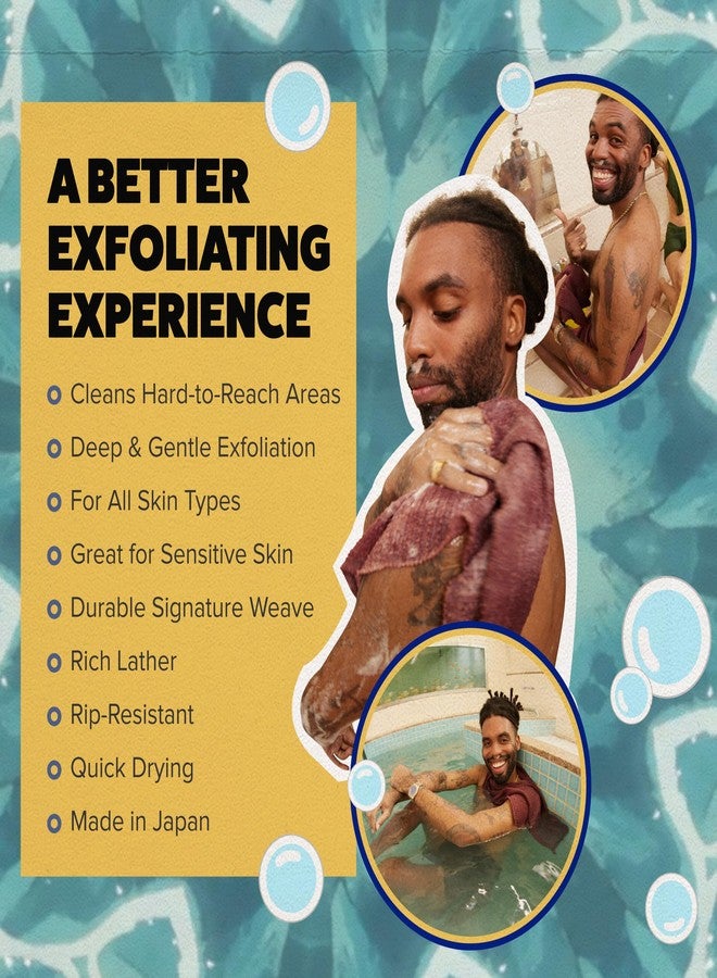 GOSHI Exfoliating Shower Towel - Rip-Resistant Exfoliating Washcloth for All Skin Types - Brick Red - Made in Japan - Image 3