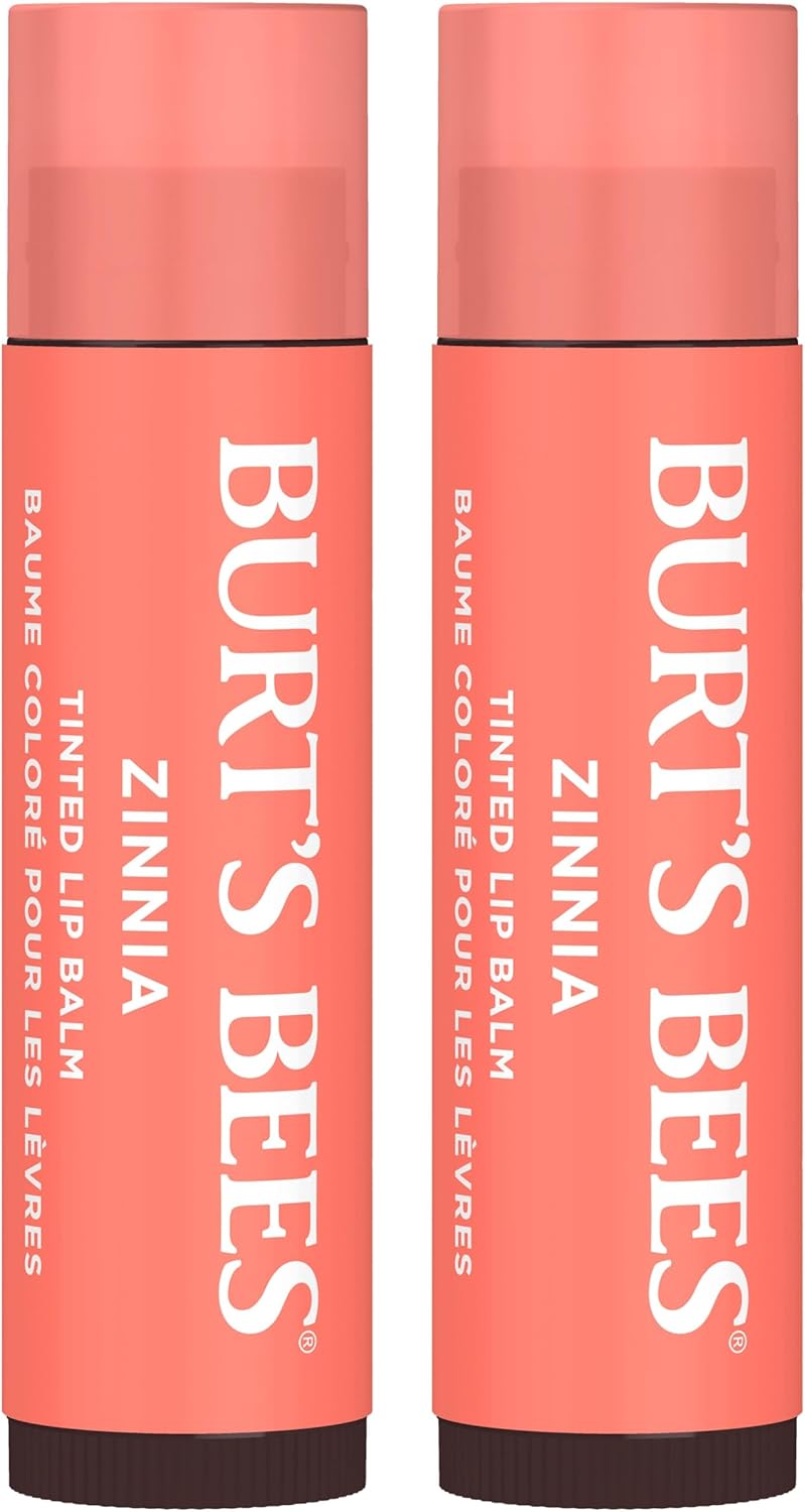 100% Natural Tinted Lip Balm, Zinnia with Shea Butter & Botanical Waxes - 1 Tube, Pack of 2 - Image 1