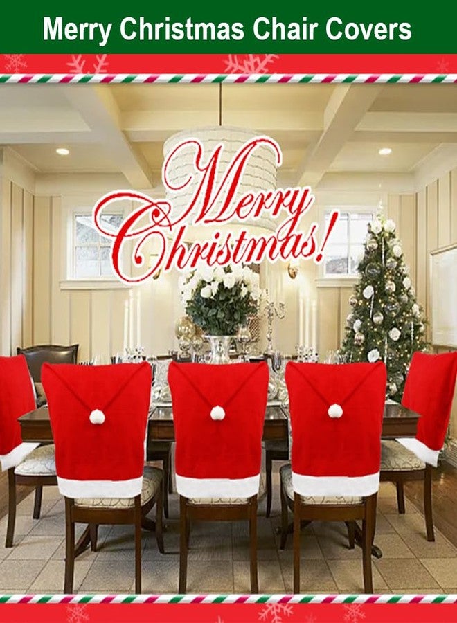 Hiflyer Christmas Chair Covers Set of 6, Red Hat Dining Chair Slipcovers, Flannelette Santa Chair Covers for Dining Chairs, Santa Claus Décor, Christmas Decorations Indoor Navidad Decoración Casa Ofertas - Image 2