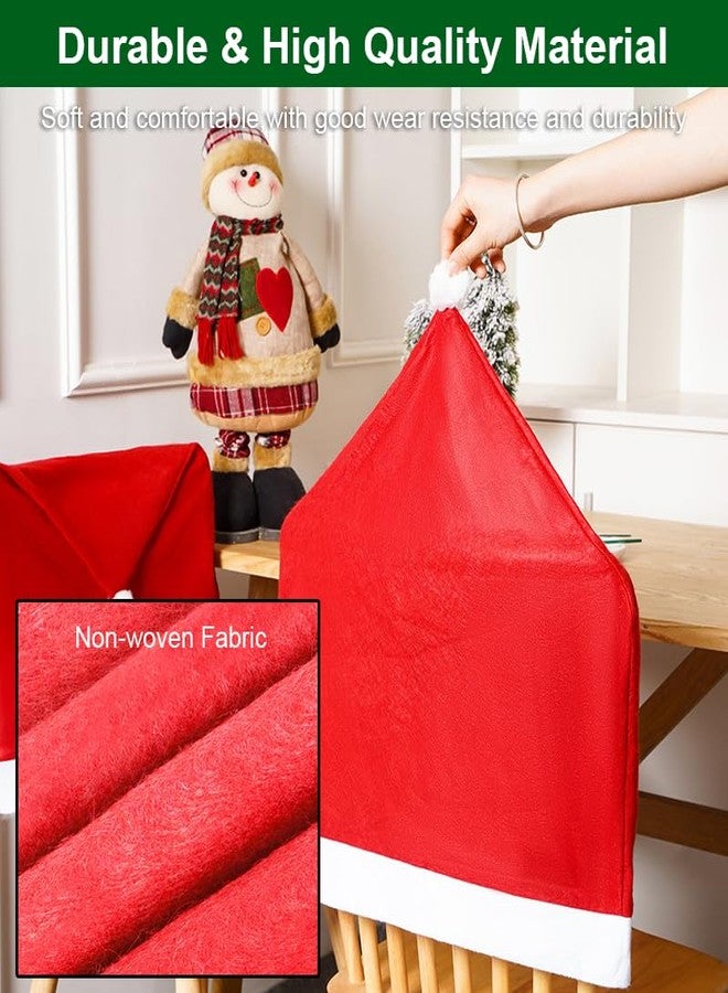 Hiflyer Christmas Chair Covers Set of 6, Red Hat Dining Chair Slipcovers, Flannelette Santa Chair Covers for Dining Chairs, Santa Claus Décor, Christmas Decorations Indoor Navidad Decoración Casa Ofertas - Image 5