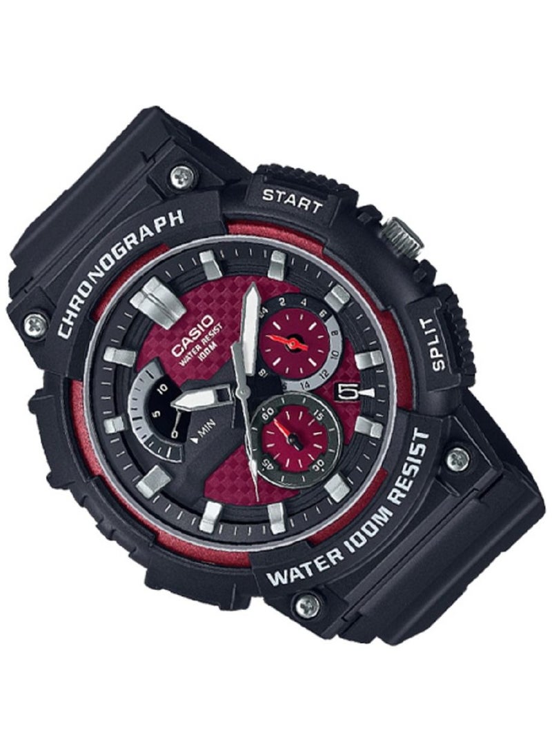 كاسيو ساعة كاسيو للرجال انالوج بعقارب كرونوغراف احمر بسوار من الراتنج MCW-200H-4AVD - Image 3