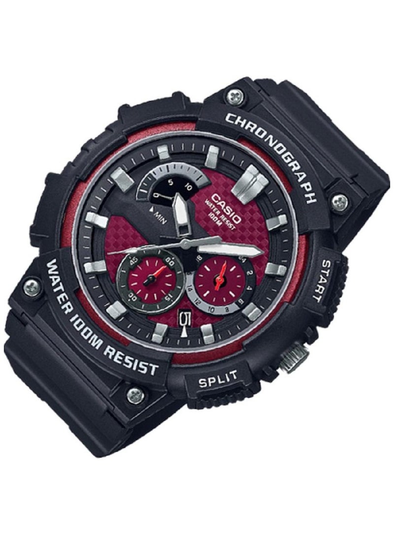 كاسيو ساعة كاسيو للرجال انالوج بعقارب كرونوغراف احمر بسوار من الراتنج MCW-200H-4AVD - Image 2