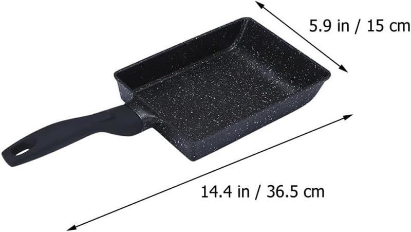 Healeved Nonstick Tamagoyaki Egg Roll Pan, Compact Black Maifan Stone Coating Skillet with Handle, Compatible with Induction Cookers for Home Breakfast Cooking - Image 2