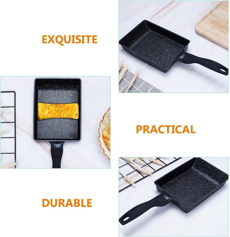 Healeved Nonstick Tamagoyaki Egg Roll Pan, Compact Black Maifan Stone Coating Skillet with Handle, Compatible with Induction Cookers for Home Breakfast Cooking - Image 3
