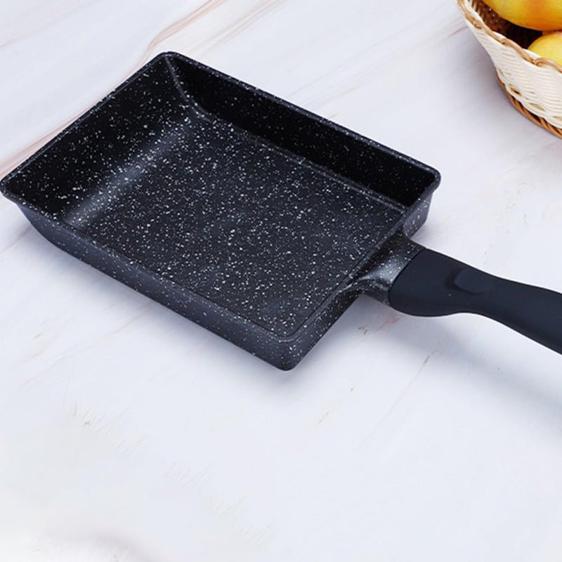 Healeved Nonstick Tamagoyaki Egg Roll Pan, Compact Black Maifan Stone Coating Skillet with Handle, Compatible with Induction Cookers for Home Breakfast Cooking - Image 4