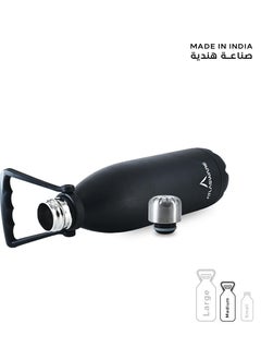 Atlasware Water Bottle with a Capacity of 1000 ml, Stainless Steel Water Bottle that keeps Cold for 82 Hours and Keeps Heat for 34 Hours, Black  - Image 4