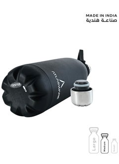 Atlasware Water Bottle with a Capacity of 1000 ml, Stainless Steel Water Bottle that keeps Cold for 82 Hours and Keeps Heat for 34 Hours, Black  - Image 5