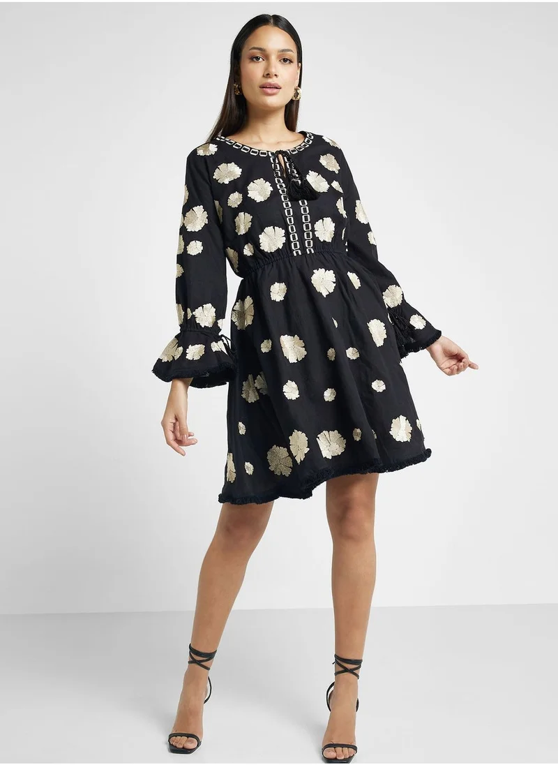 That’s My Gal Embroidered Flared Sleeve Dress