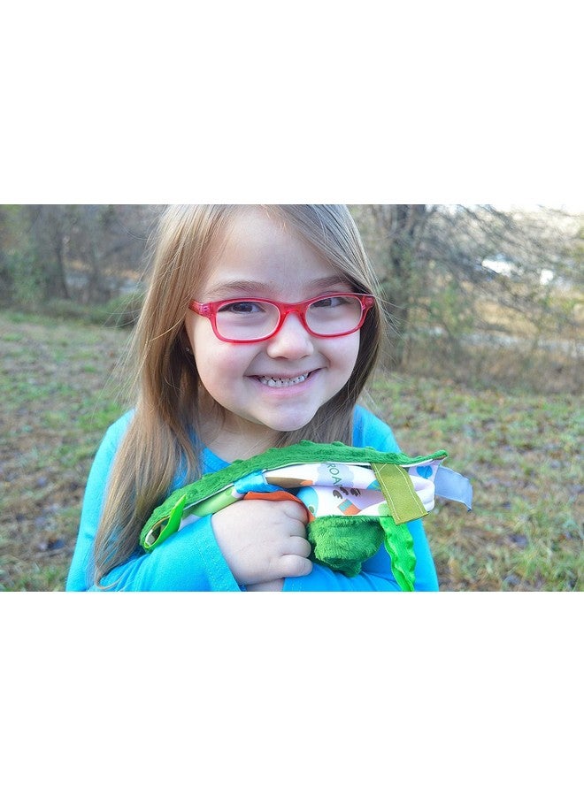 The Learning Lovey Baby Sensory Crinkle & Teething Square Lovey Toy With Closed Ribbon Tags For Increased Stimulation 8"X8"  (Dinosaurs) - Image 5