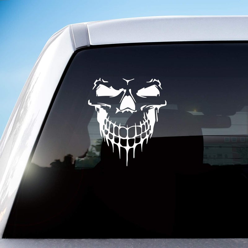 HungMieh Skull Stickers and Decals for Car Windows, Doors, and Trucks - 3D Skull Decals and Signs for Car Styling - Laser Reflective Silver, 6.97" - Image 2