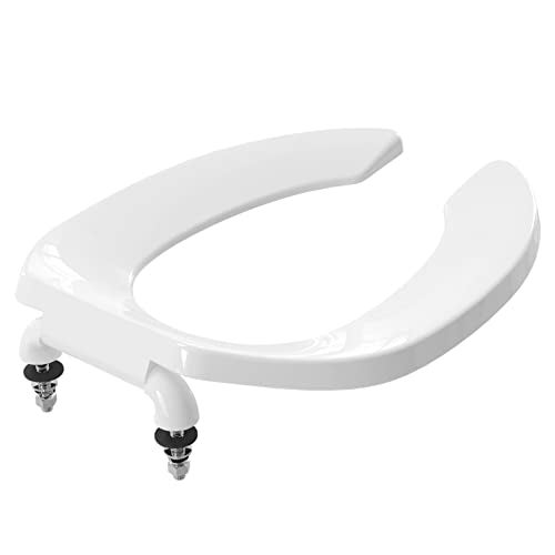 CcBello Commercial Heavy Duty Open Front Toilet Seat Without Cover, Thickened Material, Never Loosen, ELONGATED, White (18.5”), 1-Pack - Image 1