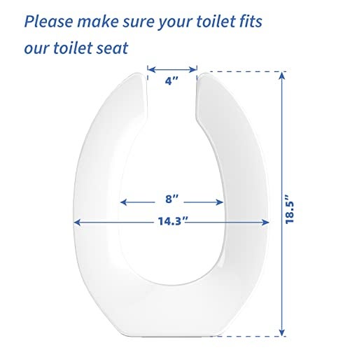 CcBello Commercial Heavy Duty Open Front Toilet Seat Without Cover, Thickened Material, Never Loosen, ELONGATED, White (18.5”), 1-Pack - Image 4