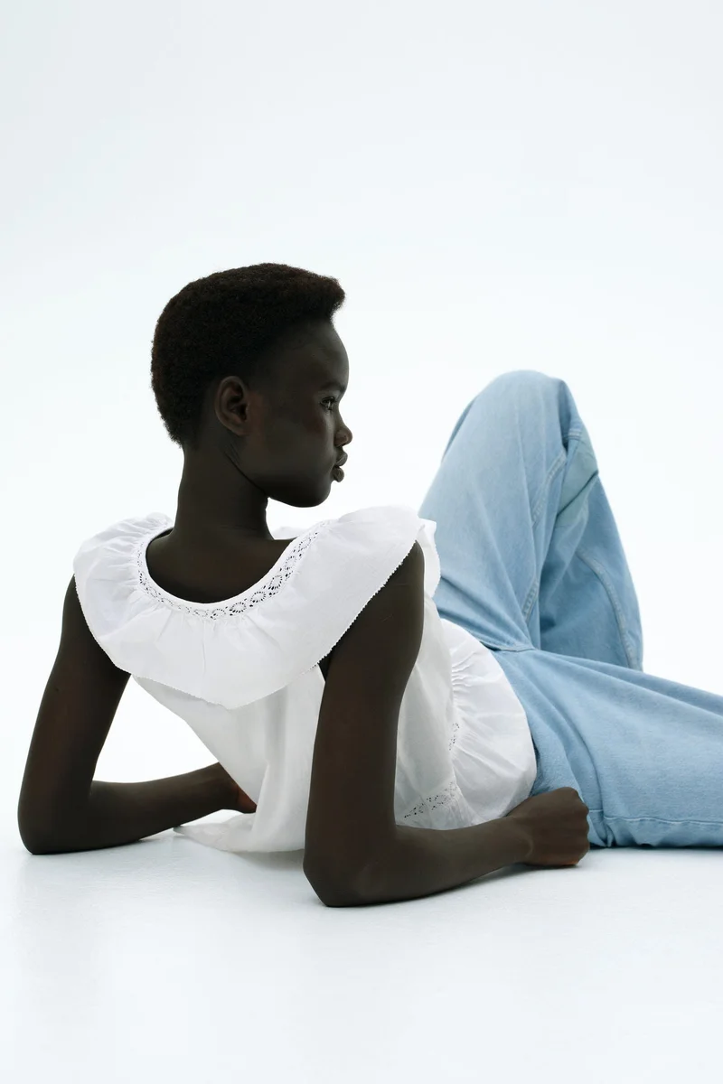 اتش اند ام فيست توب قطني مزين بكشكشة