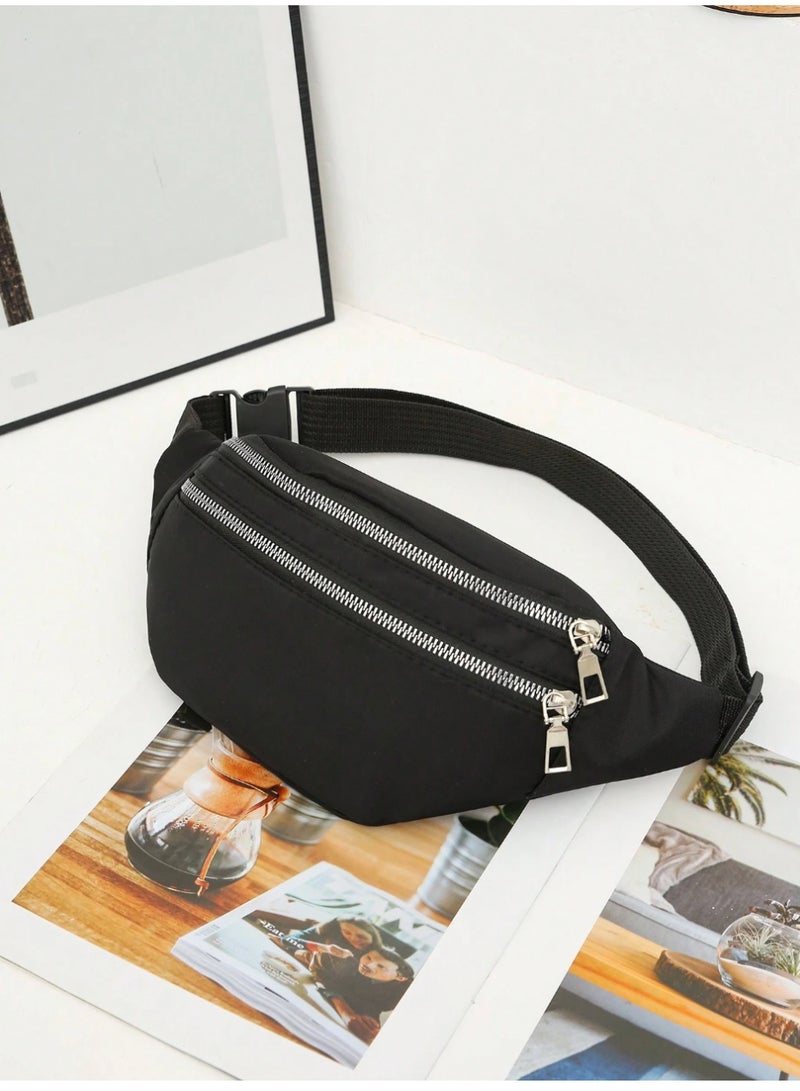 شي إن حقيبة خصر نسائية بسيطة كاجوال، حقيبة كتف، لون سادة، حقيبة خصر متعددة الطبقات مقاومة للماء - Image 1