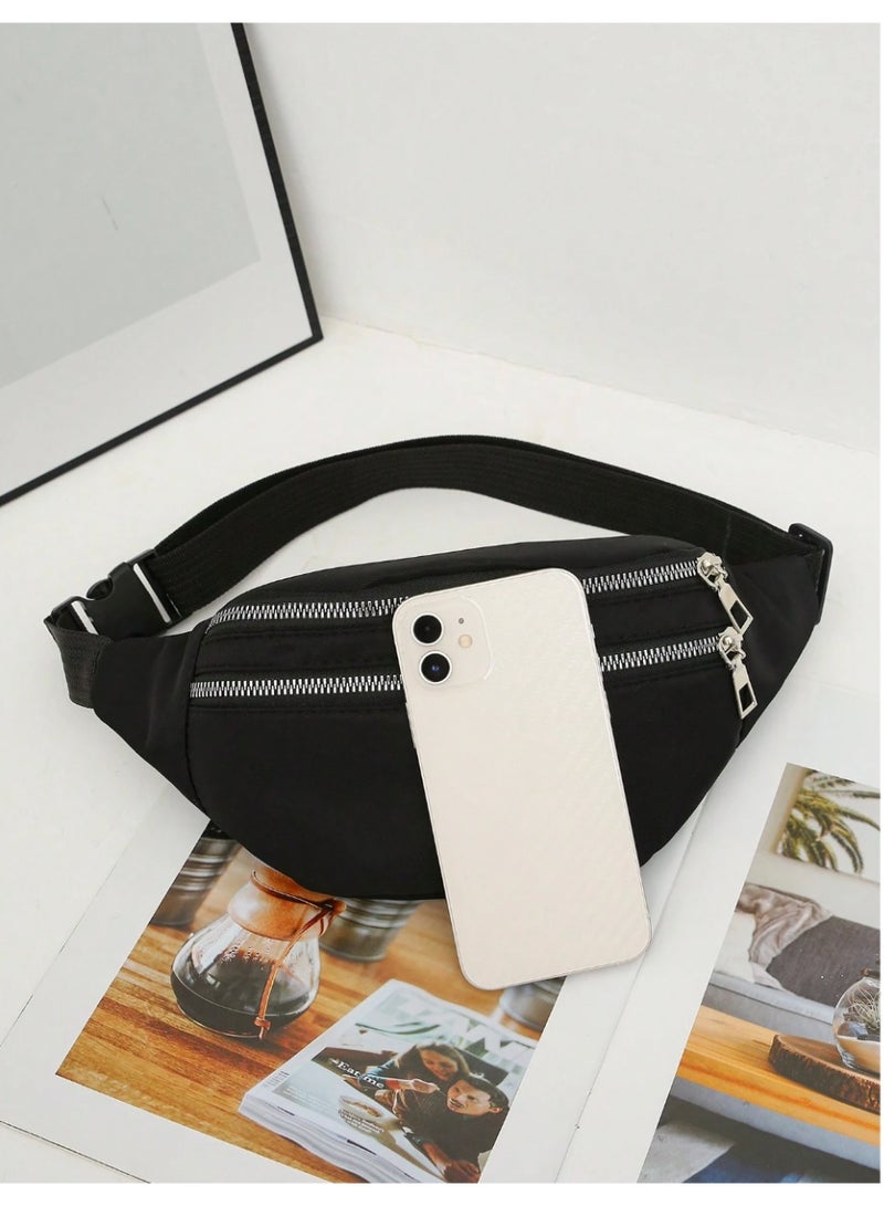 شي إن حقيبة خصر نسائية بسيطة كاجوال، حقيبة كتف، لون سادة، حقيبة خصر متعددة الطبقات مقاومة للماء - Image 4