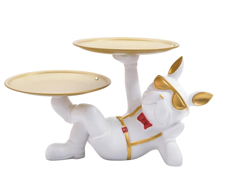 ASMR Craft White Cool Sleeping Dog Serving Platter for Centre Table and Dinning Table II Statue for Gifting and Decoration - Image 3