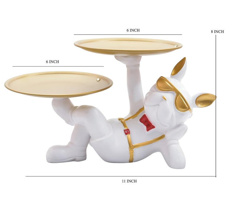 ASMR Craft White Cool Sleeping Dog Serving Platter for Centre Table and Dinning Table II Statue for Gifting and Decoration - Image 2