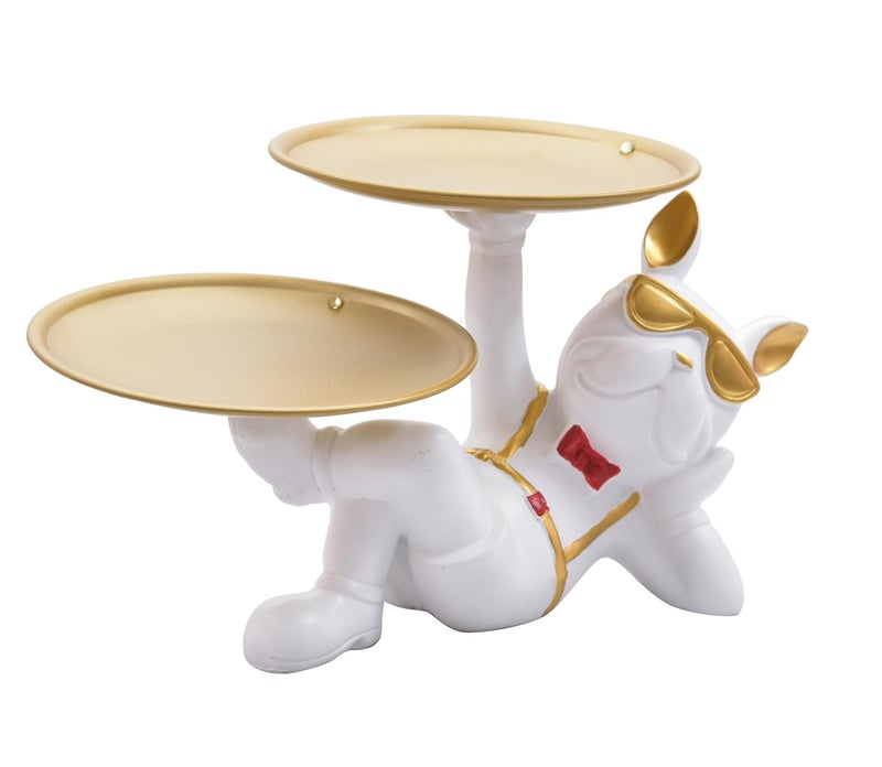 ASMR Craft White Cool Sleeping Dog Serving Platter for Centre Table and Dinning Table II Statue for Gifting and Decoration - Image 4