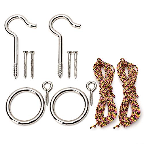IParts Hook and Ring Swing DIY Kit Heavy-Duty Hardware and String Ring Toss Game, Set of 2 - Image 1