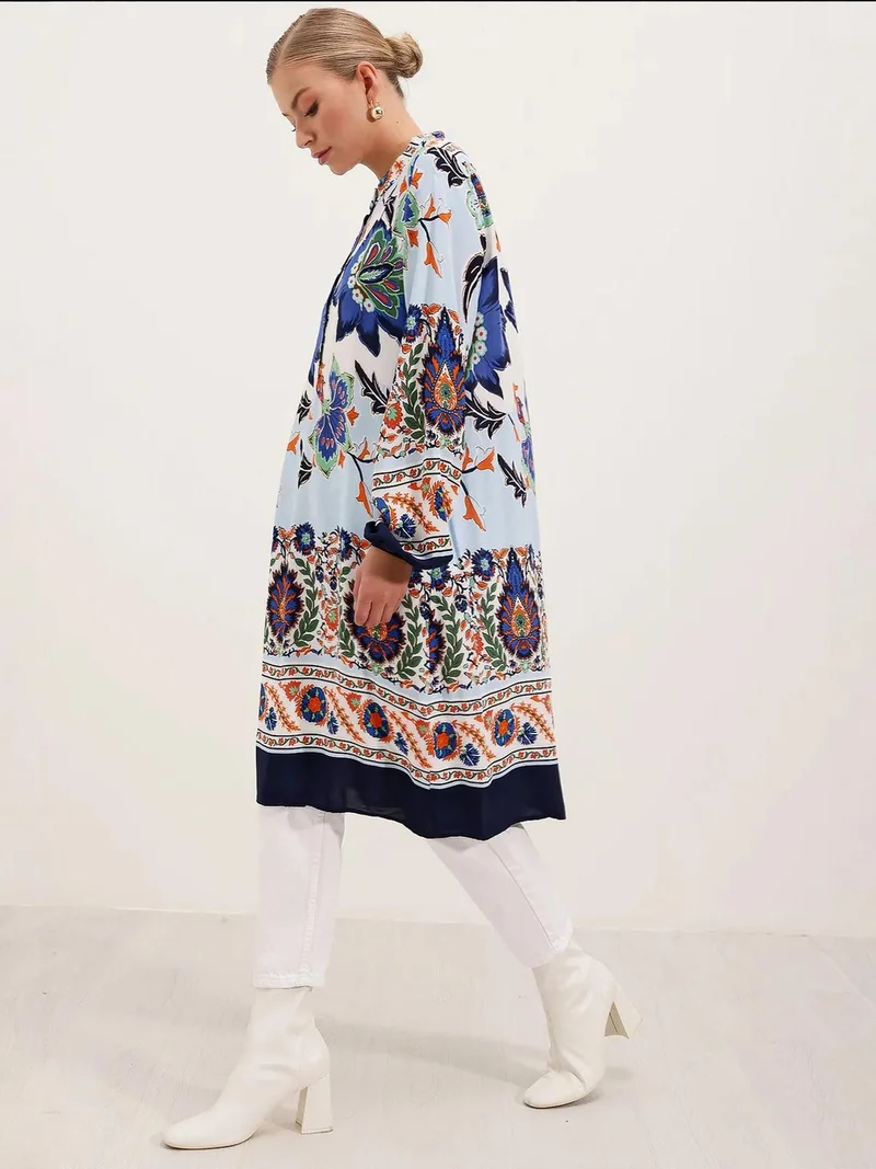 Big Dart Navy Blue BDART Patterned Viscose Dress for Women | Best Price UAE