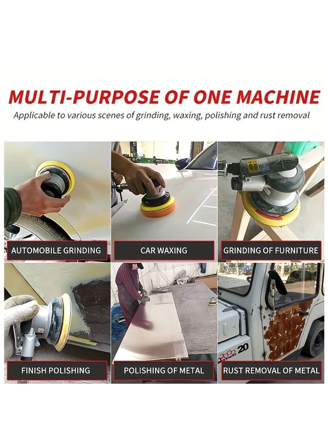 5 Inch Pneumatic Orbital Sander with Ergonomic Rubber Grip for Auto Detailing - Image 4