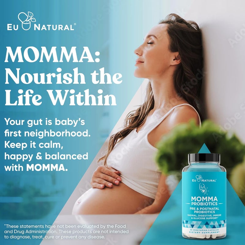 Eu Natural Momma Prenatal Probiotics Mom  Baby  Gut and Digestive Postpartum Nursing Morning Sickness Pregnancy Relief  18 Clinically Proven Strains 14 Billion CFU Prebiotic  30 Mini Vegan Capsules - Image 5