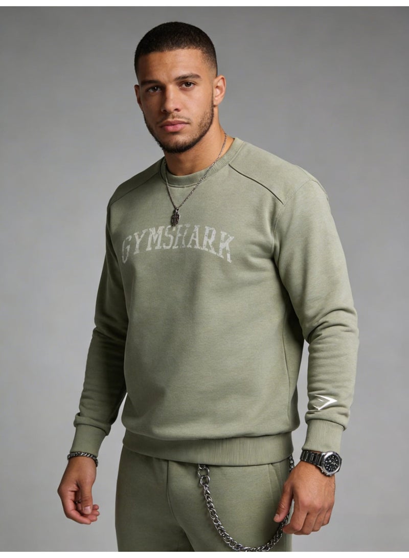 جيمشارك Gymshark Unisex Vintage Logo Crewneck Sweatshirt - Soft Cotton Blend Pullover with Retro Graphic for Casual & Athleisure Wear - Image 2