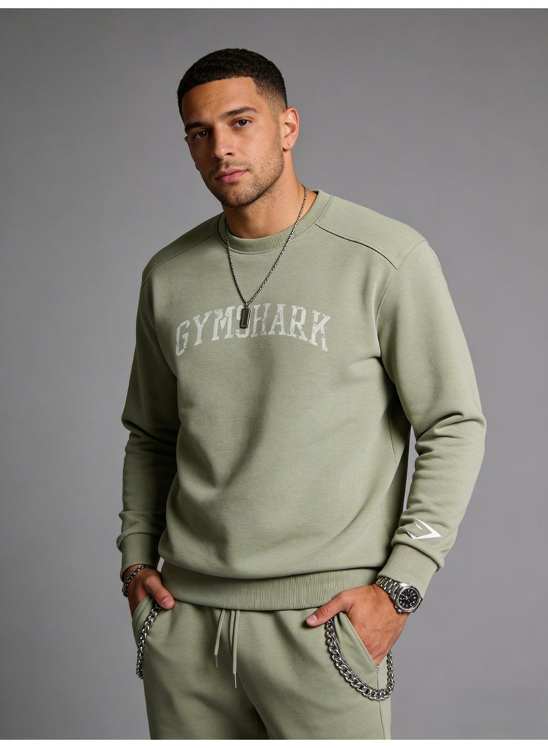 جيمشارك Gymshark Unisex Vintage Logo Crewneck Sweatshirt - Soft Cotton Blend Pullover with Retro Graphic for Casual & Athleisure Wear - Image 1