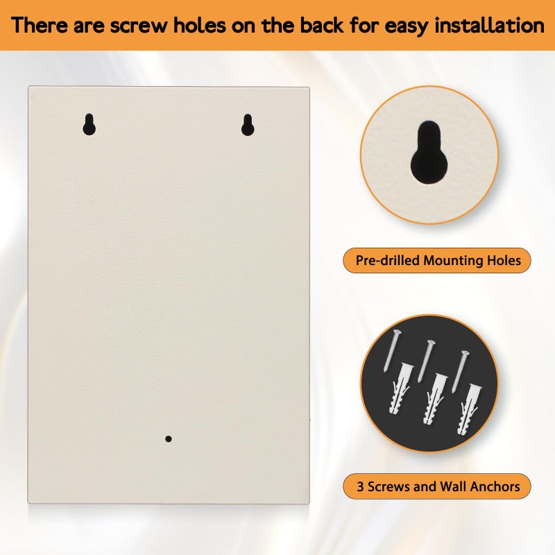 KYODOLED Key Storage Lock Box with Code,Locking Key Cabinet,40 Key Management Wall Mount with Combination Lock,Key Hooks & Tags Key Labels, 2.5" D x 8.1" W x 12.1" H (White,40 Key) - Image 5