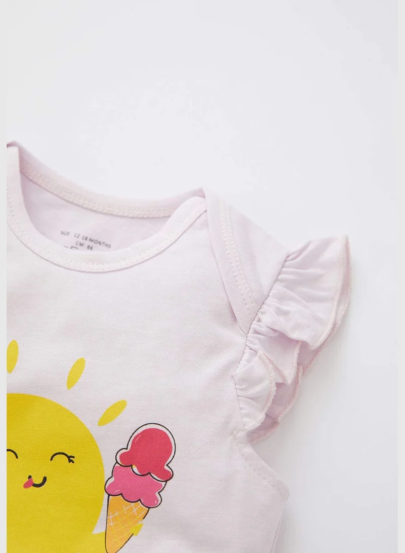 ديفاكتو 2 Pack BabyGirl Regular Fit Envelope Neck Short Sleeve Set