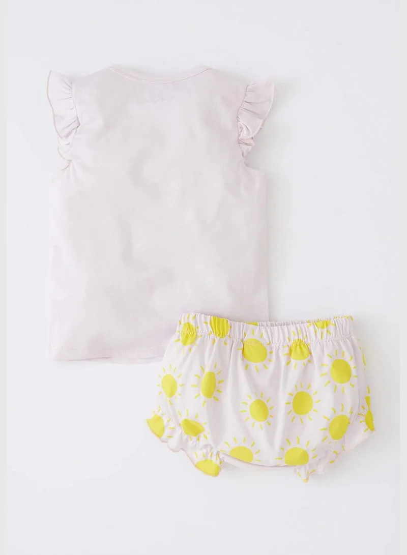 ديفاكتو 2 Pack BabyGirl Regular Fit Envelope Neck Short Sleeve Set